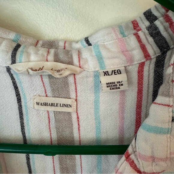 Weatherproof vintage linen blend striped short sleeve button up shirt size XL - Picture 4 of 8